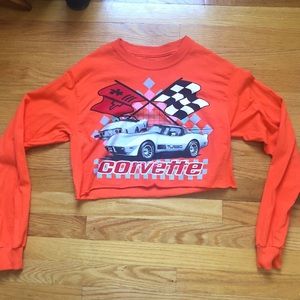 corvette long sleeve graphic cropped boxy tee